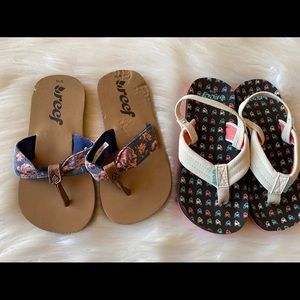 Sz 9/10, Reef girls sandals, flower